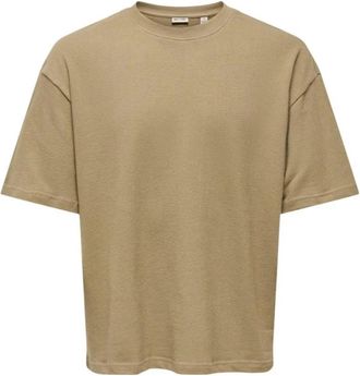 Only & Sons Ronde Hals T-shirt met Korte Mouwen van Katoen - Heren - T-shirts - Bruin - XL - Katoen - Tops