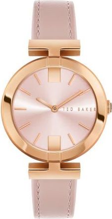 Ted Baker Darbey 2H Leather Strap Watch, 36mm in Rose Gold/Pink/Pink at Nordstrom Rack