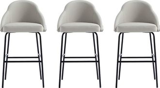 Manhattan Comfort Set Of 3 Gracie Modern Leatherette Barstools With Steel Legs