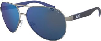 A|X Armani Exchange Blue Mirror Pilot Mens Sunglasses AX2031S 608855 61