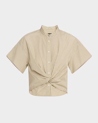 Rag & Bone Gretchen Stripe Twist-Front Shirt