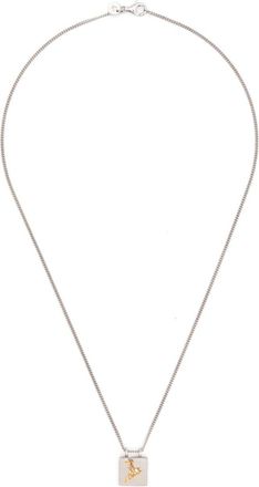 Tom Wood Mined-Pendant Necklace - Mens - White Rhodium Plated Sterling Silver/Diamond/18K Gold-Plated Recycled Sterling Silver