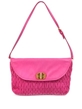 Miu Miu 2010s ruched-leather shoulder bag - women - Lambskin - One Size - Pink