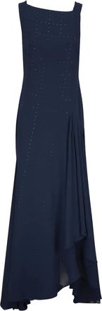 Akris embellishment draped maxi dress - Blue