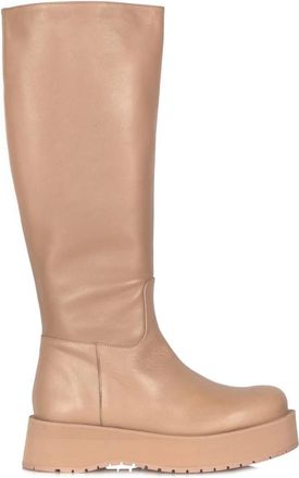 Paloma Barcel&oacute; Leren Platform Laars met Ritssluiting - Dames - Hoge Laarzen - Geel - 40 EU - Leer - Schoenen