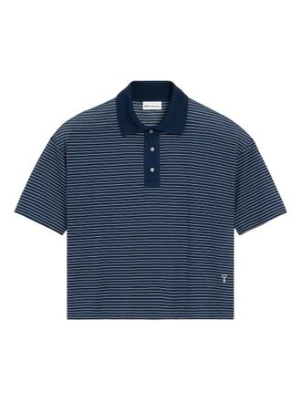 Ami Striped Boxy Fit Polo With Ami de Coeur Patch