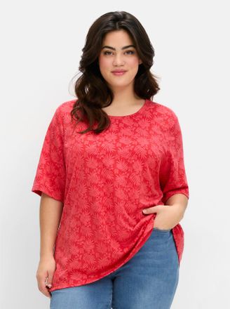 Sheego T-Shirt SHEEGO T-Shirt, Damen, Gr. 40, lila (erdbeere), 95% Viskose, 5% Elasthan, bedruckt, gemustert, Rundhals, Shirts T-Shirt