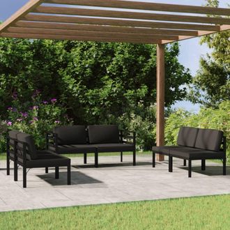 vidaXL Set Muebles De Jard&iacute;n 6 Pzas Y Cojines Aluminio Gris Antracita Vidaxl