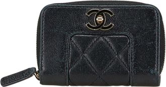 Chanel Black Leather Coin Purse/Coin Case (Pre-Owned)