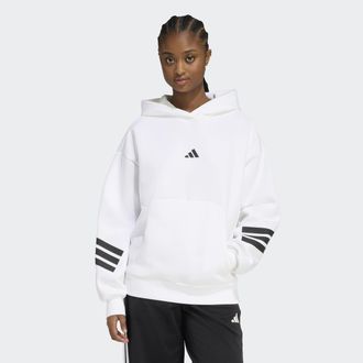 adidas Kapuzensweatshirt ADIDAS SPORTSWEAR W FI 3S OH HD, Damen, Gr. XS, wei&szlig;, Obermaterial: 67% Polyester, 33% Baumwolle, normal, Rundhals, Sweatshirts Kapu