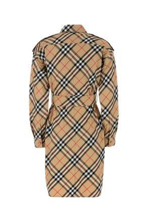 Burberry Womens Checked Cotton Dress Beige