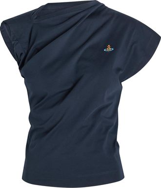 Vivienne Westwood Hebo Asymmetric Cotton T-shirt - Navy - XL (UK16 / XL)