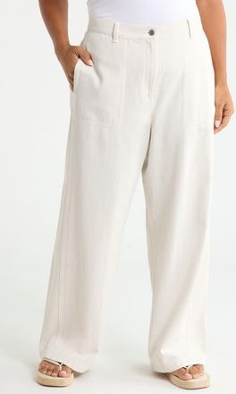 Eileen Fisher High Waist Wide Leg Full Length Organic Cotton Pants in Plstr at Nordstrom, Size 2X