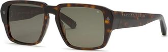 Philipp Plein Groene Lens Zonnebril - Heren - Zonnebrillen - Bruin - 55 MM - Accessoires