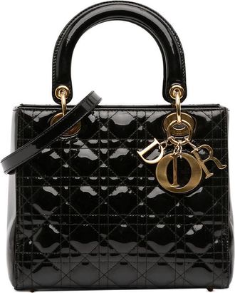 Dior Pre-owned Dior Medium Patent Cannage Lady Dior 16-BO-1100