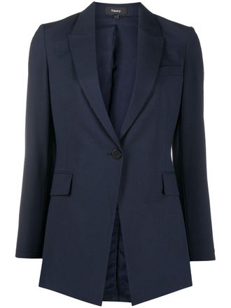 Theory Blazer met enkele rij knopen - Blauw