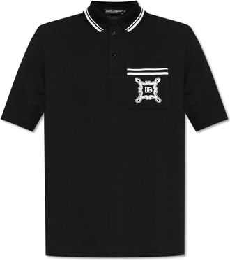 Dolce & Gabbana Katoenen polo met zak - Heren - Polos - Zwart - M - Katoen - Tops