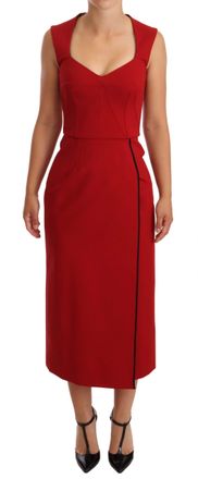 Dolce & Gabbana Dames Rode Sweetheart Mouwloze Midi Stretch Jurk