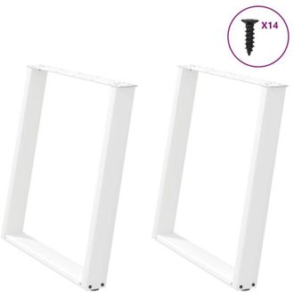vidaXL Patas Para Mesa De Comedor En Forma De U (2 Unidades), Color Blanco, 70 X (72-73) Cm, Acero Vidaxl