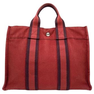 Herm&egrave;s Pre-owned Tote Bags, female, Red, Size: ONE SIZE Pre-owned Cotton Tote Bag