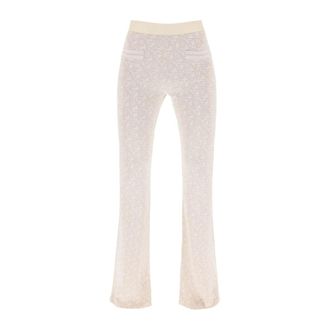 Palm Angels Monogram Knit Flare Pants - Dames - Wijde Broeken - Wit - S - Polyester - Broeken