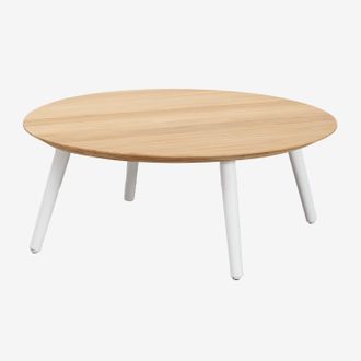 Sklum Sklum - Mesa De Centro Para Jard&iacute;n Redonda &Oslash;80 Cm En Madera De Teca Y Aluminio Salbury