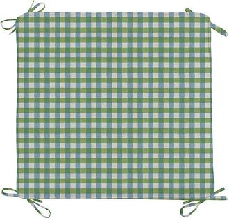 Ballard Designs Replacement Ottoman Cushion with Zipper - 24x23 - Box Edge, Gale Gingham Cornflower - Ballard Designs