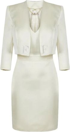 Elisabetta Franchi Duchesse Dress - Dames - Korte kleedjes - Geel - L - Leer - Kleedjes