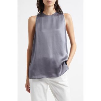 Eleventy Sleeveless Silk Charmeuse Top in Dust And Sand at Nordstrom, Size 4 Us