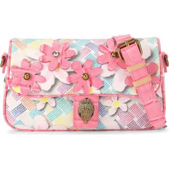 Kurt Geiger Camden Flap Floral Coated Canvas Shoulder Bag in Open Pink at Nordstrom Rack