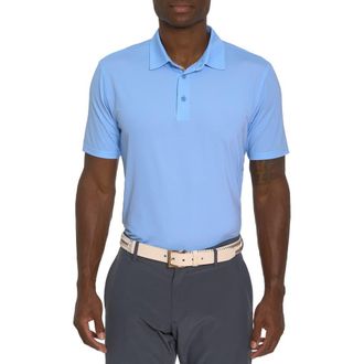 Robert Graham Hyde Birds Eye Performance Polo in Light Blue at Nordstrom, Size Large