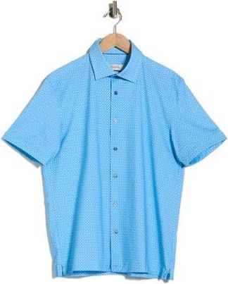 Bugatchi Short Sleeve Woven Shirt in Turquoise at Nordstrom Rack, Size Xxx-Large