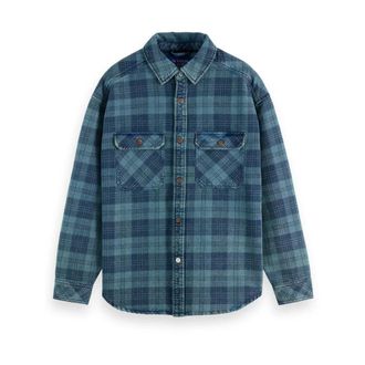 Scotch & Soda Overhemden, Heren, Blauw, M, Denim, Geruite Denim Overshirt