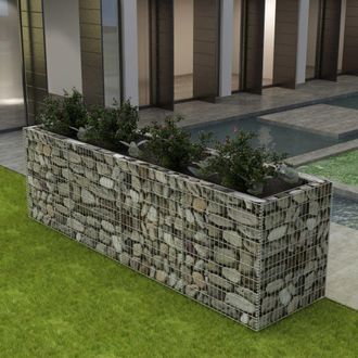 Berkfield Home Gabion Raised Bed Steel 360x90x100 cm in Silver | Size: 360 x 90 x 100 cm