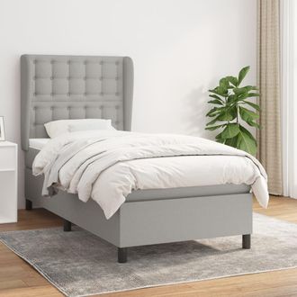 vidaXL Vidaxl - Cama Box Spring Con Colch&oacute;n Tela Gris Claro 100x200 Cm