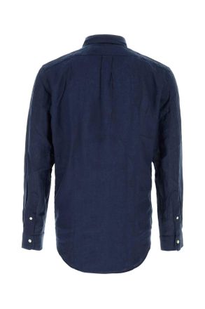Polo Ralph Lauren Mens Navy Blue Linen Shirt Newportnavywwhitepp Exterior: Camicie