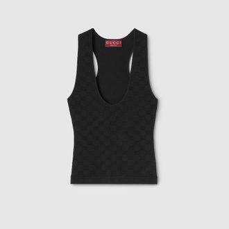 Gucci Elastic GG Jacquard Tank Top, Black, Ready-to-wear