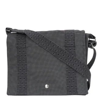 Herm&egrave;s Her Line Gray Cotton Canvas Shoulder Bag (Pre-Owned)