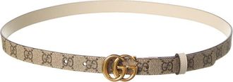 Gucci Gg Marmont Thin Reversible Gg Supreme Canvas & Leather Belt