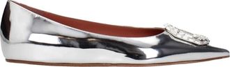 Amina Muaddi Camellia Flat - Dames - Ballerinas - Grijs - 36 1/2 EU - Leer - Schoenen
