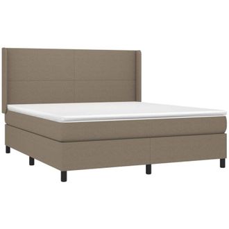 vidaXL Vidaxl - Cama Box Spring Colch&oacute;n Y Luces Led Tela Gris Taupe 160x200 Cm
