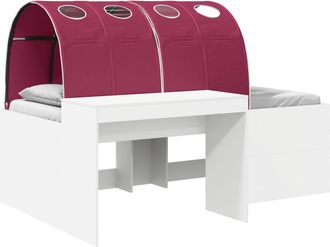 vidaXL Cama Con T&uacute;nel 4 Uds. Blanco Y Rojo Madera De Ingenier&iacute;a Vidaxl