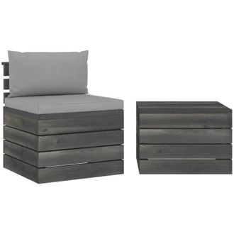 vidaXL Muebles De Jard&iacute;n De Palets 2 Piezas Cojines Madera Maciza Pino Vidaxl