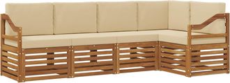 vidaXL Conjunto De Sof&aacute;s De Exterior 5 Uds. Natural Y Beige Poli&eacute;ster Vidaxl