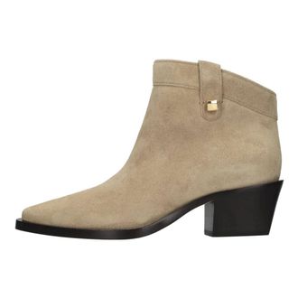 Maisons Skorpios Alexandra Western Enkellaarsjes - Dames - Cowboylaarzen - Beige - 37 EU - Leer - Schoenen