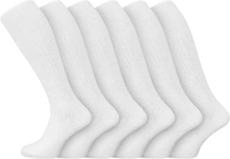 Generic New 6 Pairs Mens Gents Long Hose 100% Cotton Ribbed Comfy Grip Knee High Socks UK (UK, Numeric, 6, 11, Regular, Regular, White)
