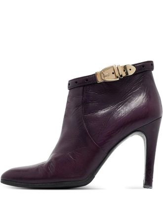 Gucci Enkellaarzen met gesp - Paars