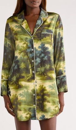 Kilo Brava Print Long Sleeve Sleep Shirt in Landscape at Nordstrom, Size Xx-Large