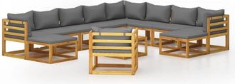 vidaXL Muebles De Jard&iacute;n 12 Pzas Cojines Madera Maciza De Acacia Vidaxl