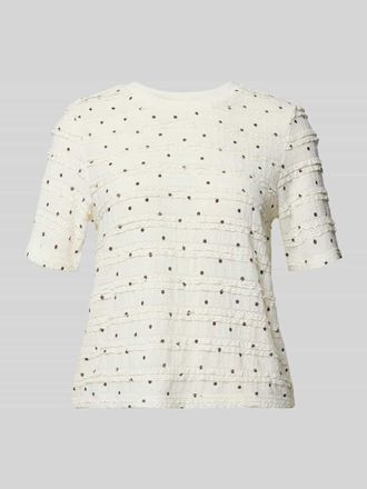 Jake*s Casual T-Shirt im Allover-Look mit Rundhalsausschnitt in Offwhite, Gr&ouml;&szlig;e XXL